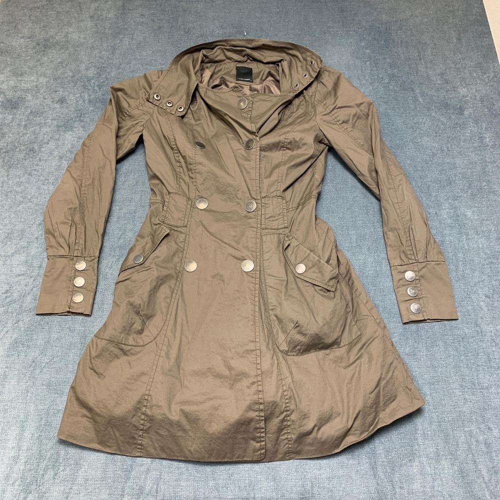 Vero Moda Trench Coat Womens Small Brown Double Breasted Back Pleated Outdoor